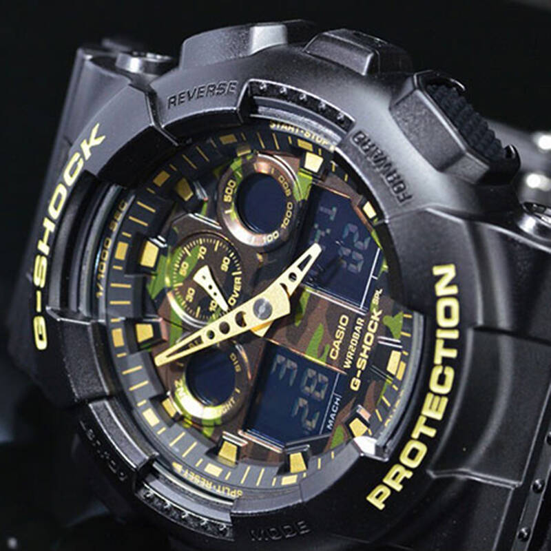 卡西歐(casio)手錶 g-shock 雙顯爆款防水防震運動時尚迷彩男表 ga