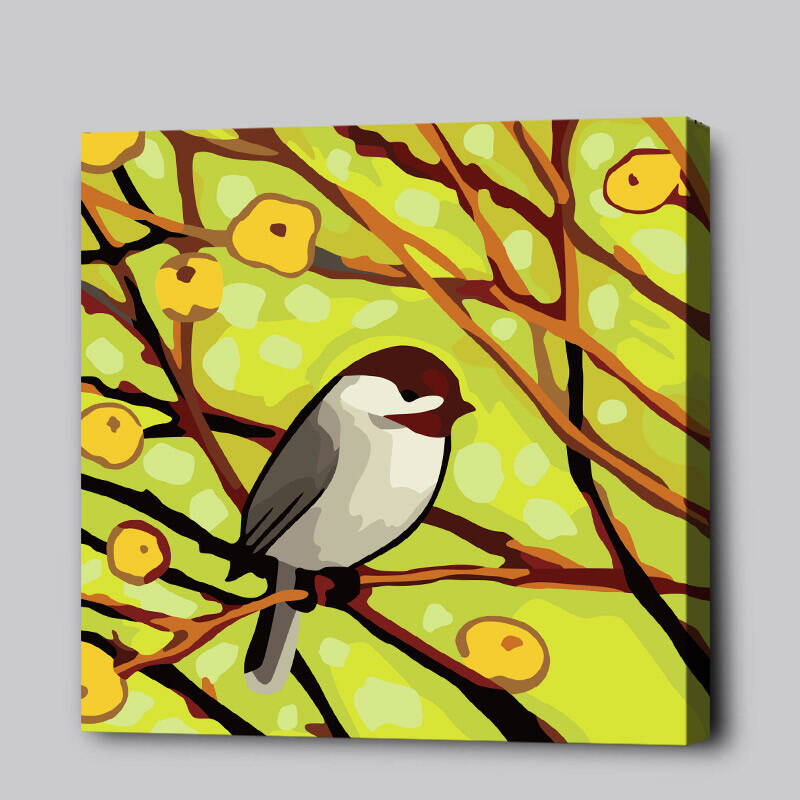 风景花鸟国画系列 自画卧室客厅diy装饰画 三联 四联 风景画 春鸣-壹