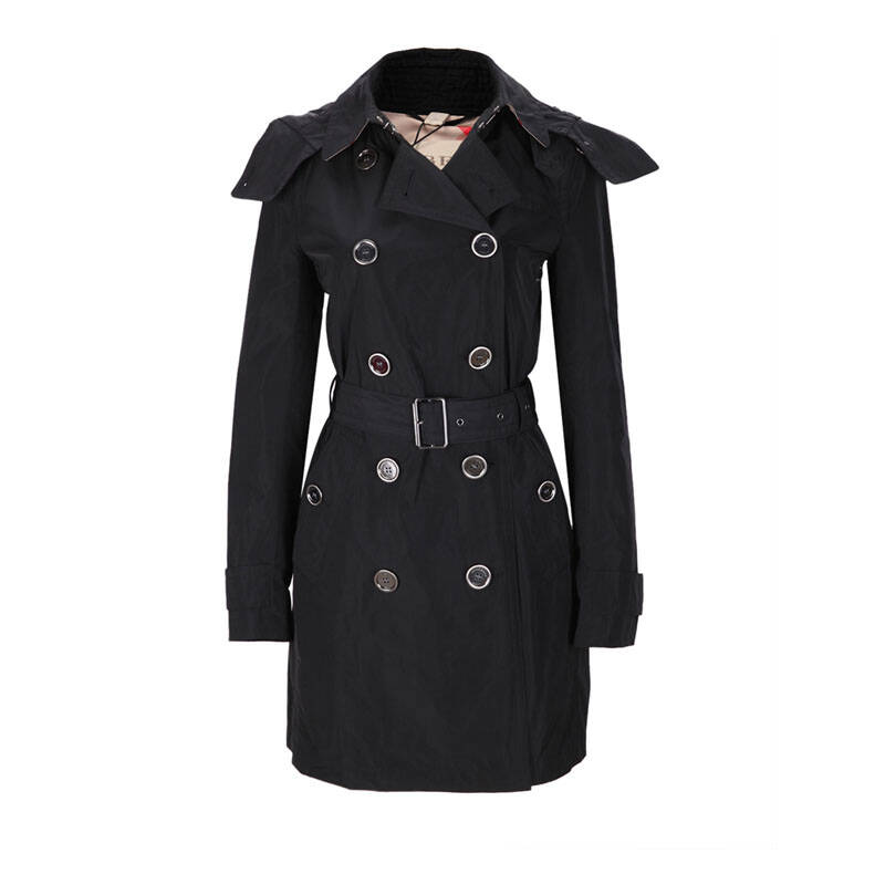 burberry brit巴宝莉涤纶材质纯色简约女士风衣 黑色 英码8号