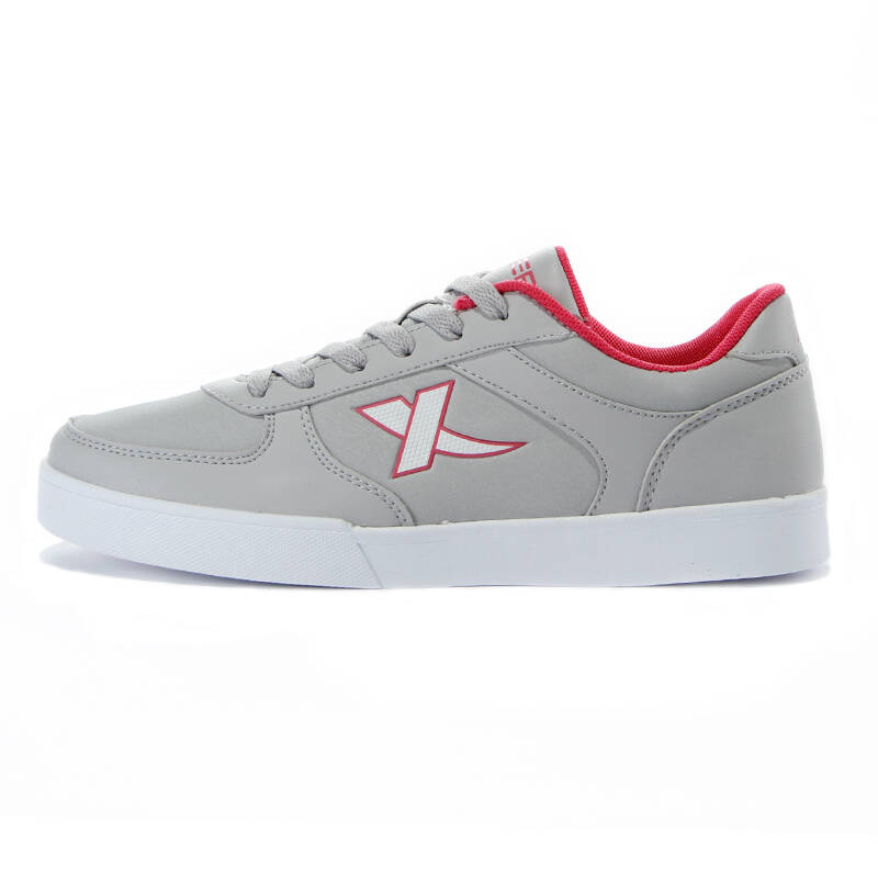 特步板鞋女鞋时尚透气休闲运动鞋子986418319398 灰红 39