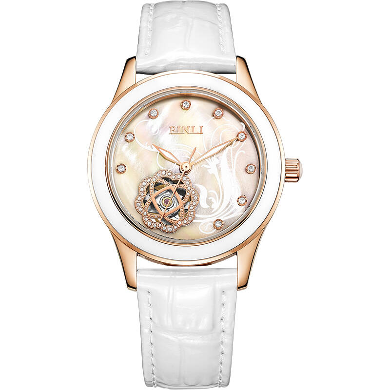 宾利(binli)手表 温雅系列 全自动机械表 女士陶瓷腕表 by6033l 白色