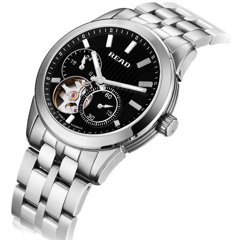 锐力(read)手表 钢表带机械男表r8006g 黑面钢带女表