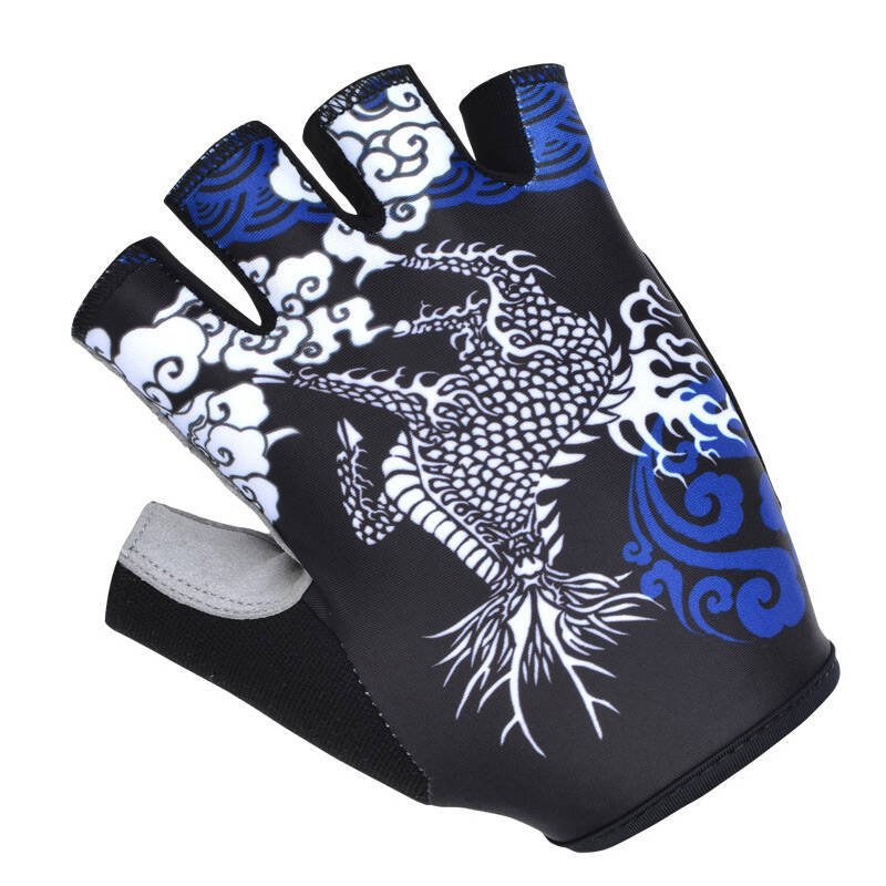 脉腾-中国风半指手套吸湿排汗运动手套男透气骑行半指手套 麒麟手套 m