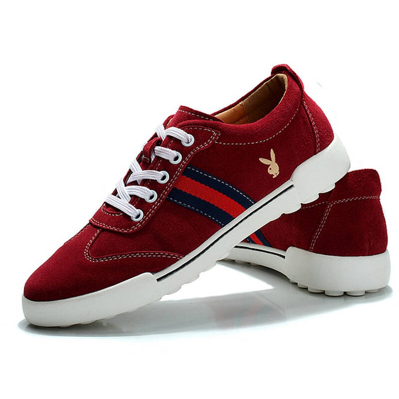 花花公子 (playboy )男鞋透气男英伦板鞋休闲鞋cx236229 酒红色 40