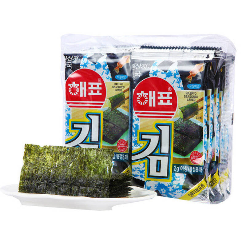 韩国进口海牌鱿鱼味海苔2g*10包脆片即食烤紫菜休闲零食
