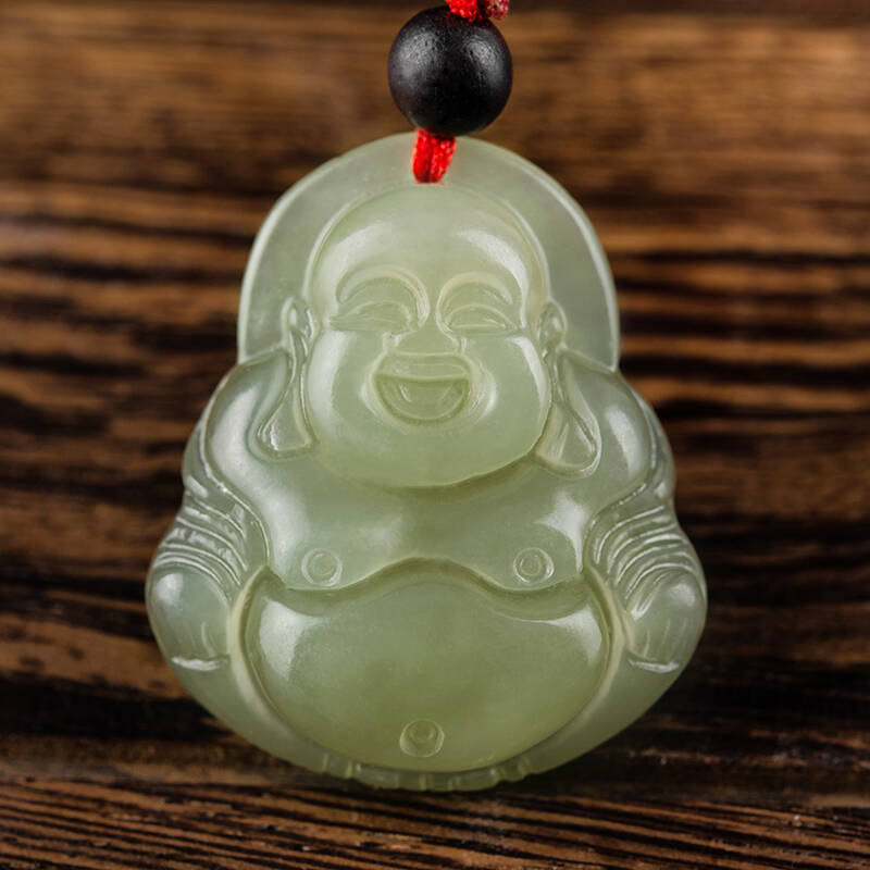 千琢美玉 n721083和田玉弥勒佛吊坠清水种弥勒佛 附鉴定证书