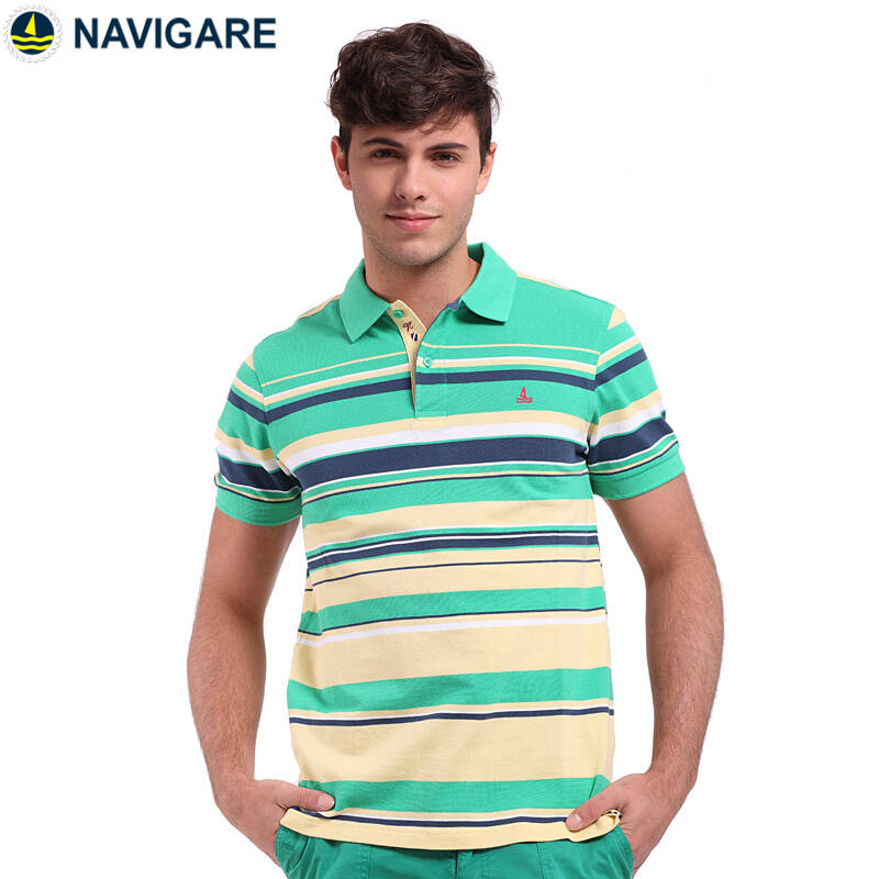 纳维凯尔(navigare)2015春夏男士休闲短袖t恤 741翠绿/黄 xxl/54