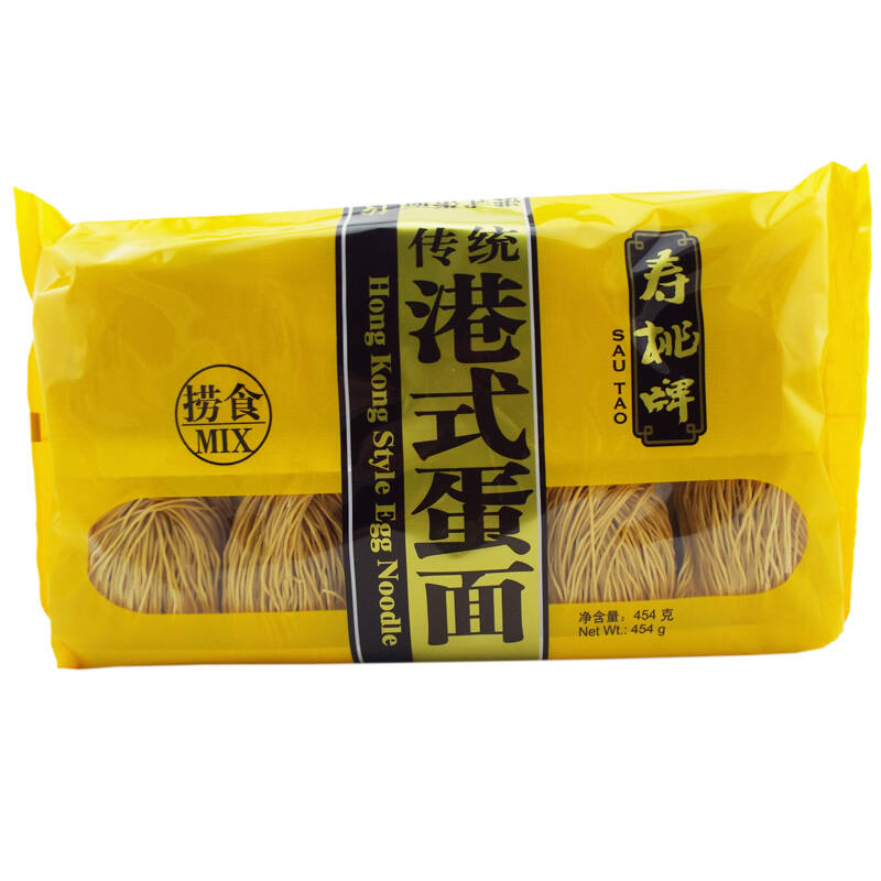 香港产品 寿桃牌排装港式蛋面454g 非油炸传统鸡蛋捞面 鸡蛋面