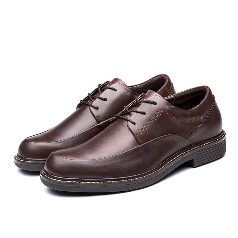 策乐皮鞋男男鞋商务休闲皮鞋系带男士休闲鞋子m4c4s28101 深咖 38