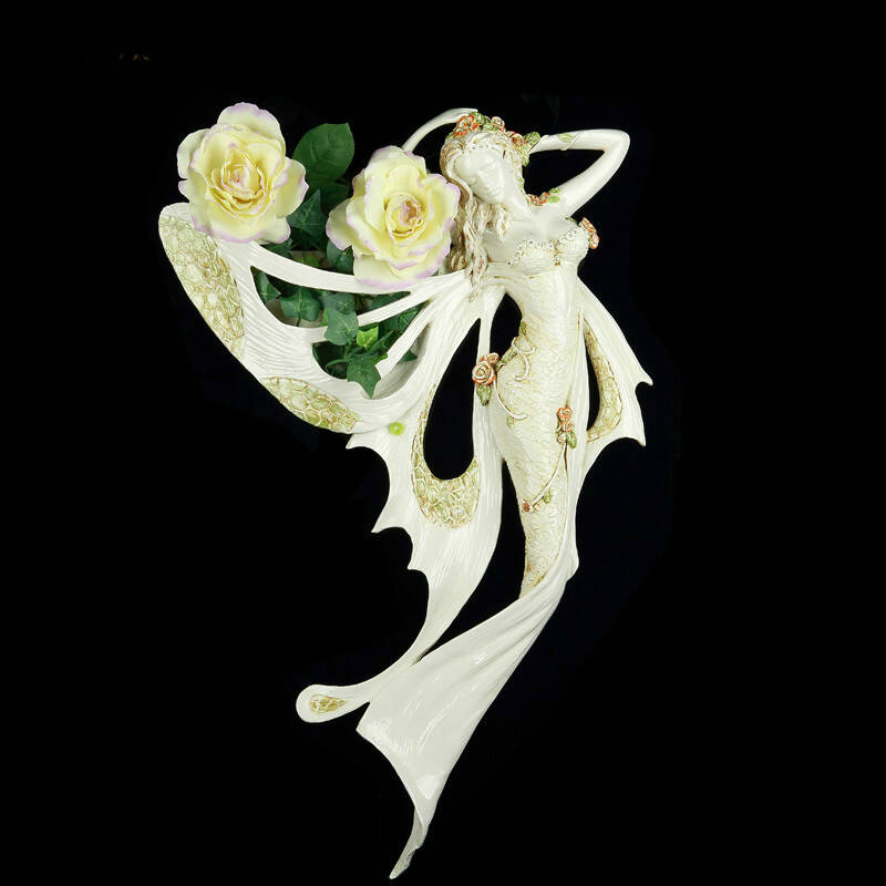 蝴蝶天使花仙子壁饰花插 壁挂壁画欧式家居饰品墙壁挂件创意工艺品