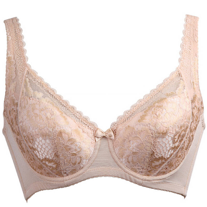 奥丽侬大胸全罩杯蕾丝花边内衣调整型聚拢女士薄款文胸ow8460 奶啡