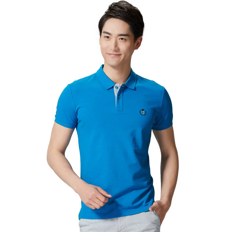 海澜之家 hntbd2a013a 男装舒适polo领短袖t恤湖蓝165/84y(46) 自营