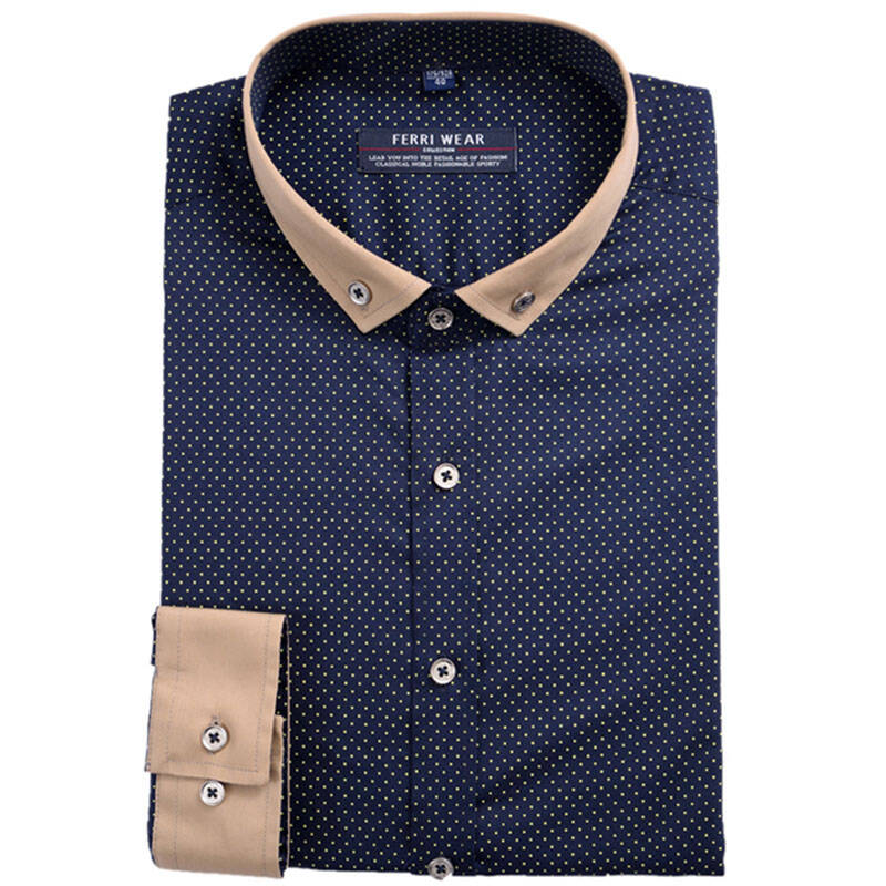 杉杉菲莱威尔夏装新款免烫抗皱长袖衬衫男纯棉波点商务