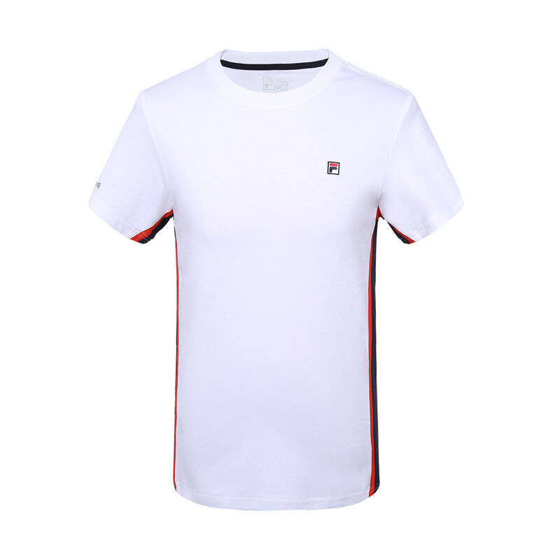 fila斐乐男装圆领纯棉修身短袖t恤|25431140 标准白-wt l