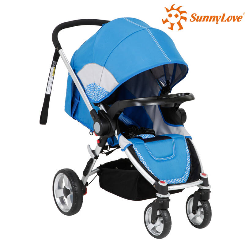 阳光儿童一秒收车婴儿推车欧洲平躺婴儿车sh918a 蓝色