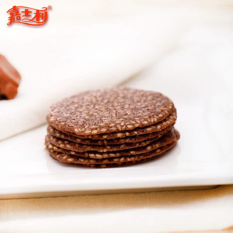 嘉士利旗舰店 香薄趣办公休闲零食巧克力芝麻味薄脆饼干160g 饼干蛋糕