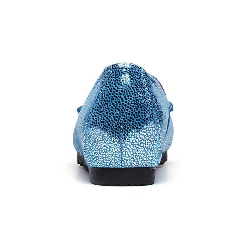 红蜻蜓(red dragonfly)时尚水钻平跟尖头中口女单鞋wnb49592-37蓝