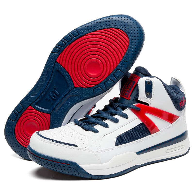 361度篮球鞋男款球鞋文化鞋高帮 耐磨缓震运动球鞋 白/深蓝 45