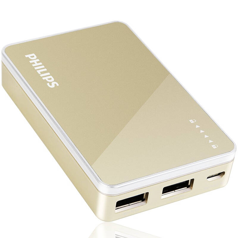 飞利浦 6000毫安 移动电源/充电宝 聚合物 双usb输出 dlp6063 金色