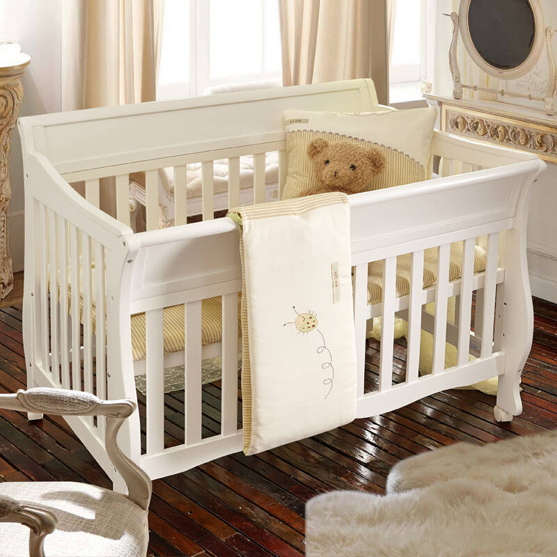 蒂爱欧式婴儿床 实木无味环保漆宝宝bb床童床多功能 【公众号diai