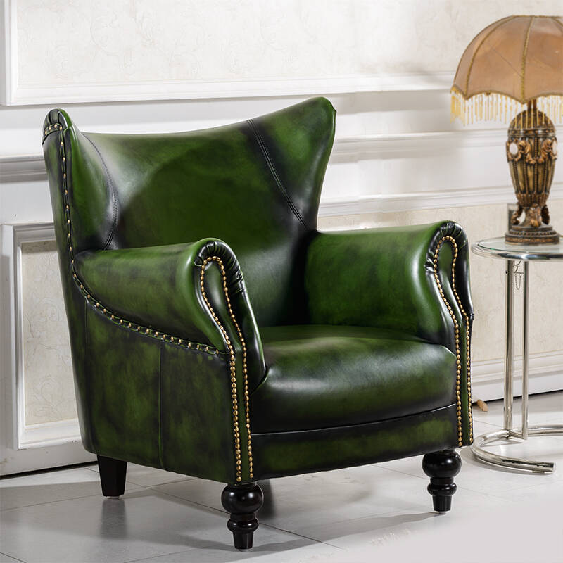 bekvam(不凡)欧式沙发 单人皮沙发 美式乡村老虎椅b2025 擦色手工全