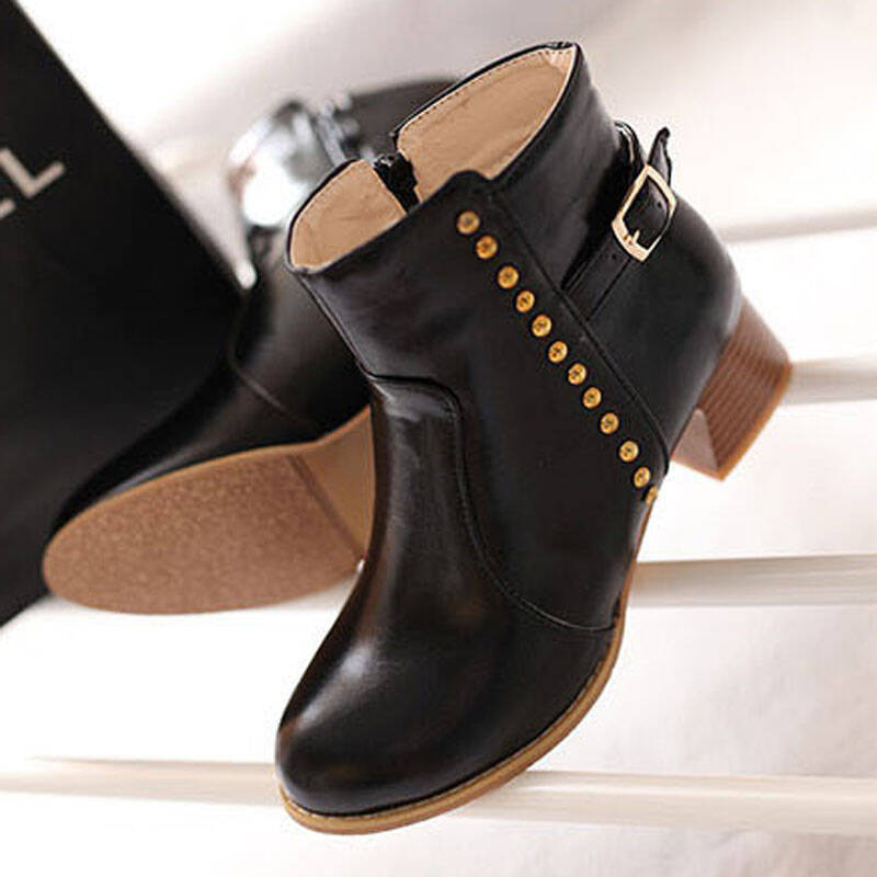 斯蒂芬妮鞋靴时尚女鞋女靴2015春秋冬新款欧美潮铆钉粗跟大码小码短靴
