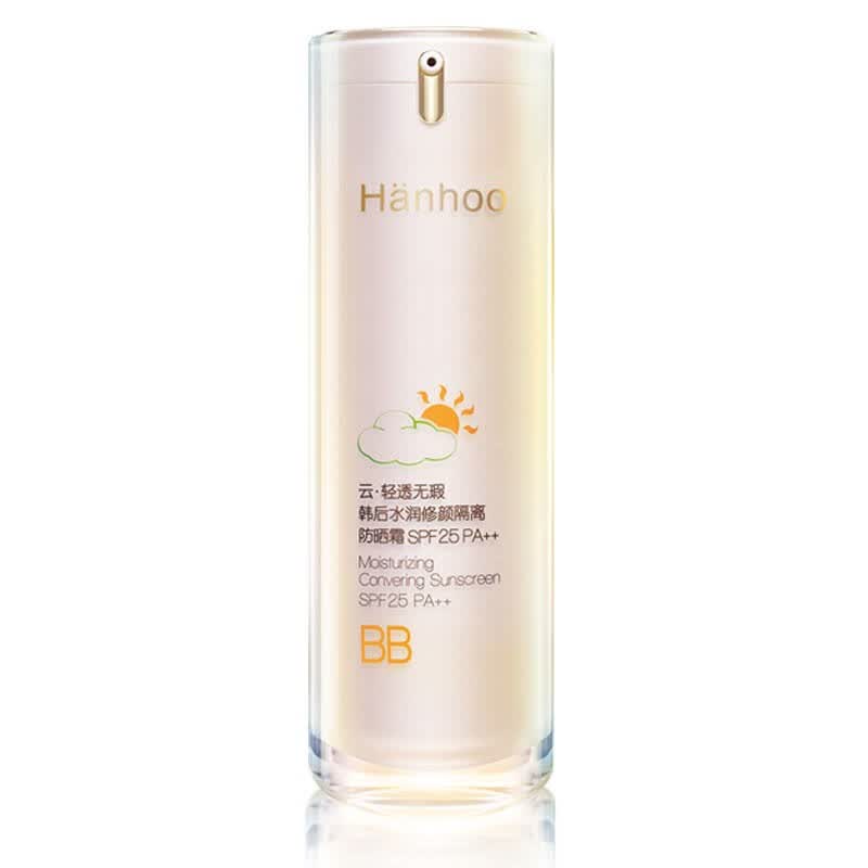 韩后(hanhoo)水润修颜隔离防晒霜spf25 pa   50g(云感防晒透明裸肌)