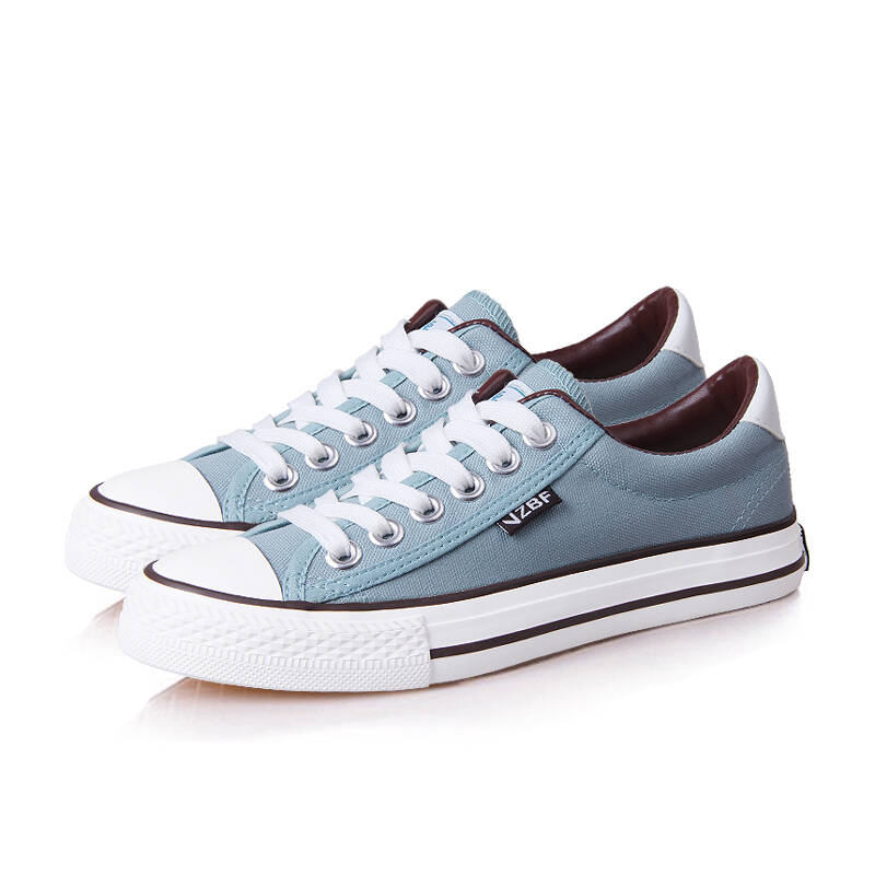 正品2015卓不凡新款女低帮系带帆布鞋 韩版纯色轻便透气学生单 浅绿色