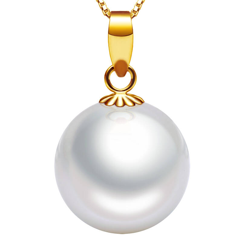 源生珠宝 简爱 正圆强光淡水珍珠吊坠 18k金珍珠项链项坠 女士饰品 8