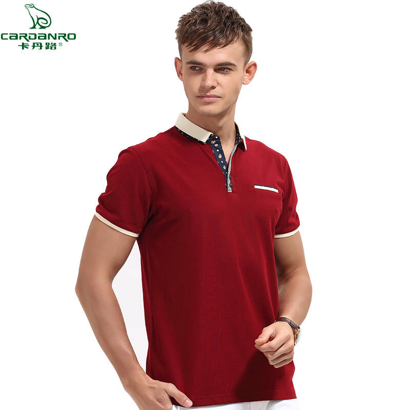 卡丹路男装短袖polo衫/t恤新款男款恤衫翻领修身型男士纯色t桖
