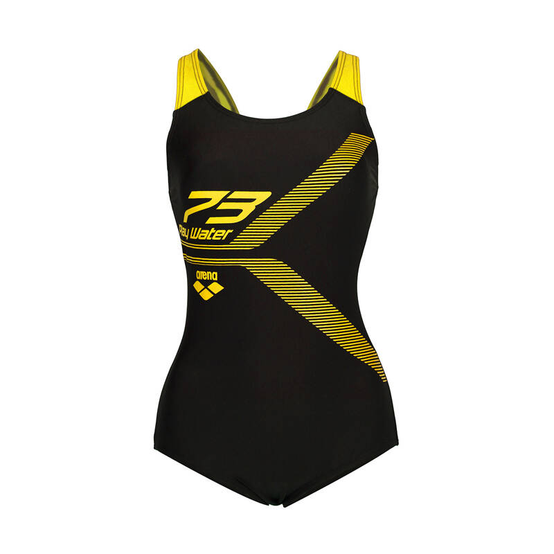 arena阿瑞娜游泳衣女连体三角竞技运动泳衣聚拢显瘦 bkyl黑黄 m