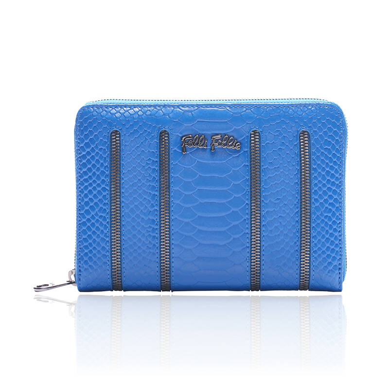 follifollie芙丽芙丽钱包时尚蛇纹女士横款钱包wa15l004sdf 蓝色