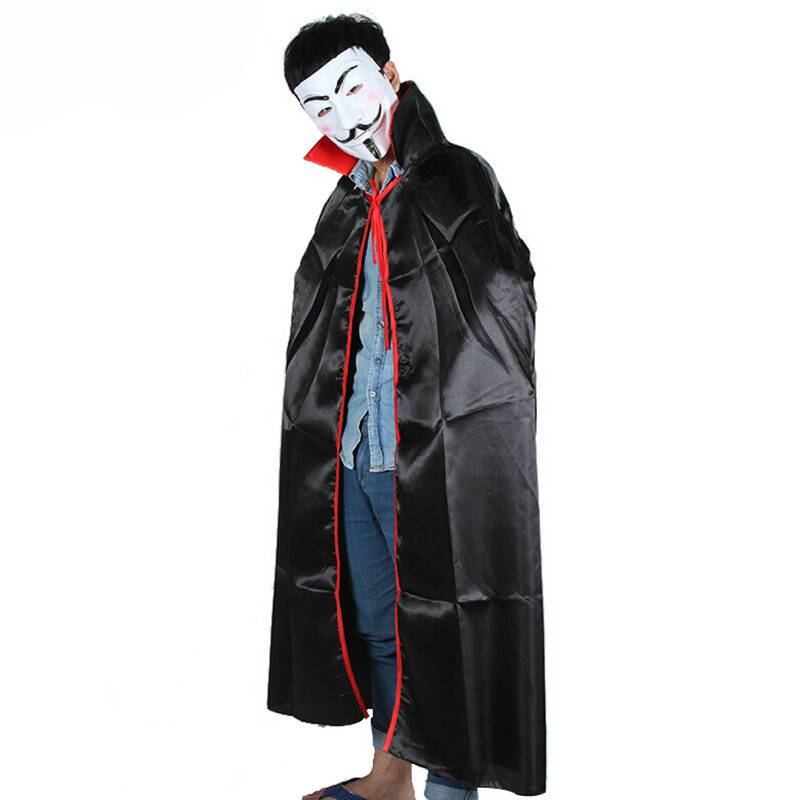 盛泉化妆舞会万圣节用品/派对酒吧表演道具僵尸披风 红领黑色披风
