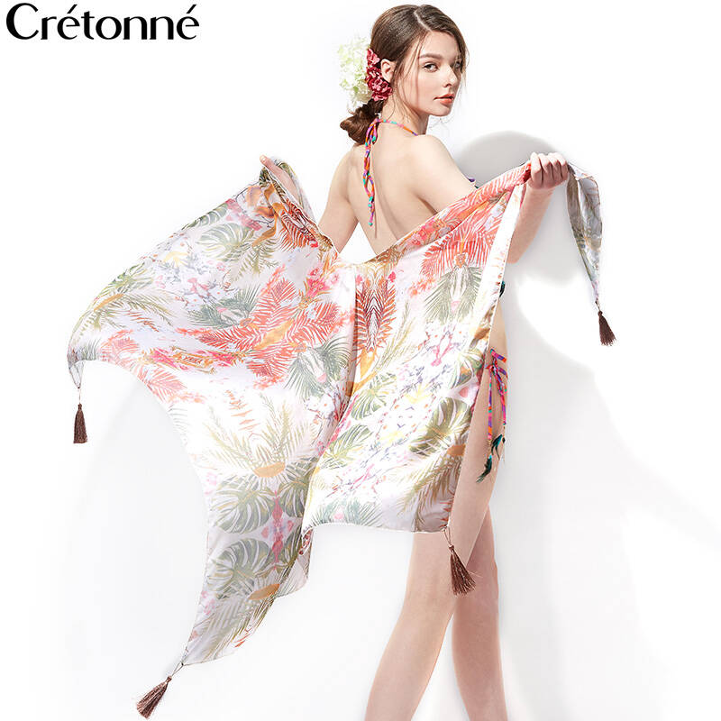 cretonne 2015新款流苏丝巾披肩春夏季超大防晒度假沙滩巾百搭泳衣001