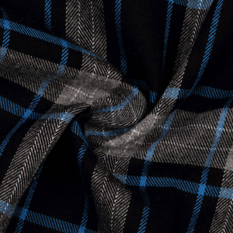 纯棉保暖男 修身免烫衬衫 黑灰蓝格 39 (170/88)