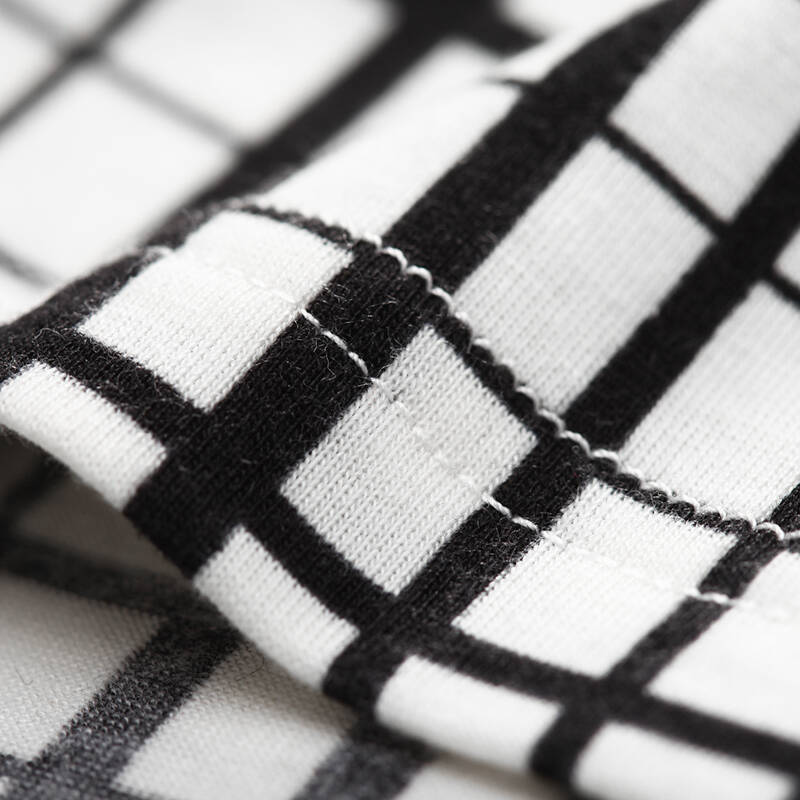 艺元素时尚修身短袖打底针织衫t恤 黑白格bw s