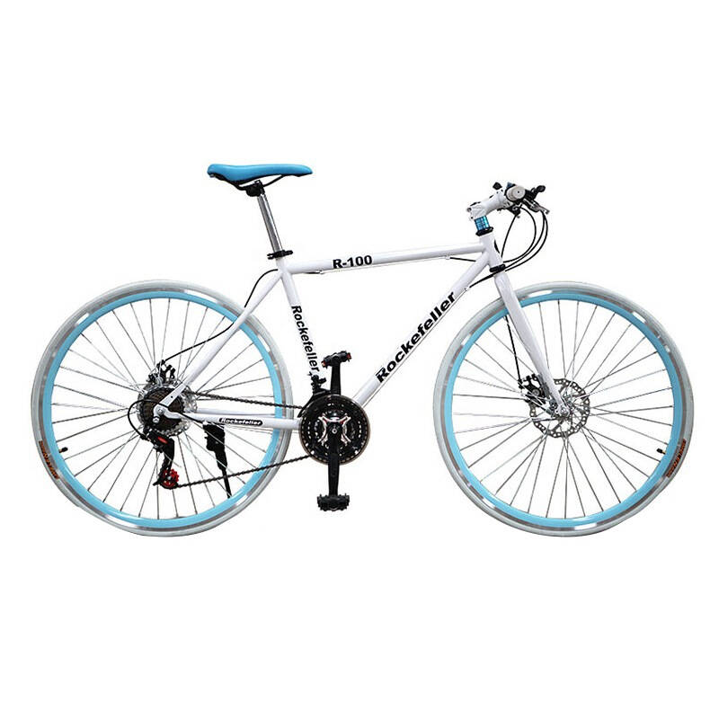 26寸三角架直把公路自行车 新款21速禧玛诺 双碟刹公路车 法拉利红