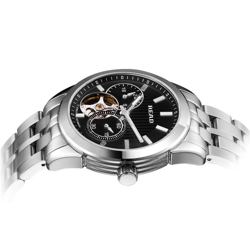 锐力(read)手表 钢表带机械男表r8006g 黑面钢带女表