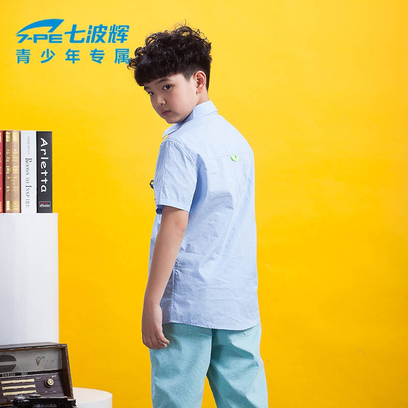 七波辉2015夏装新款童装男童衬衫纯棉韩版短袖衬衣儿童衬衫男童短袖