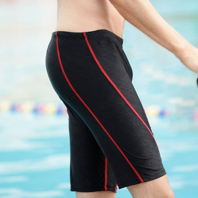 弈姿游泳裤 泳池专用抗氯 男士五分平角泳裤 黑色 m ezi8056