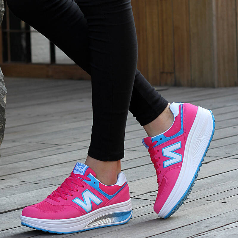 赛途2016韩版摇摇鞋 减肥鞋瘦身鞋女 摇摆鞋 健身广场舞蹈鞋 721玫红