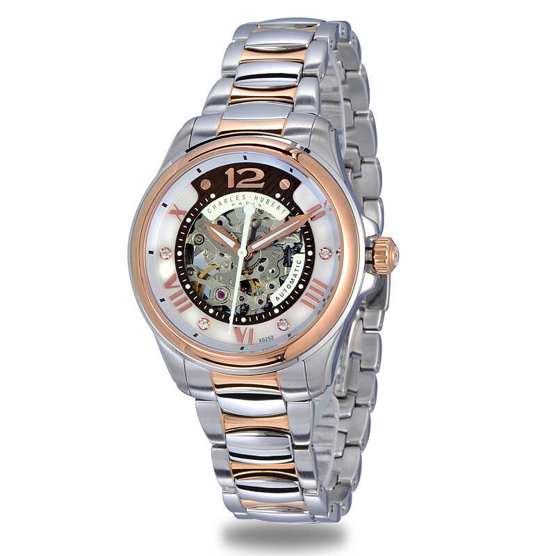 查尔斯宝 charles-hubert 女表手表全自动机械表女士手表防水钢皮带