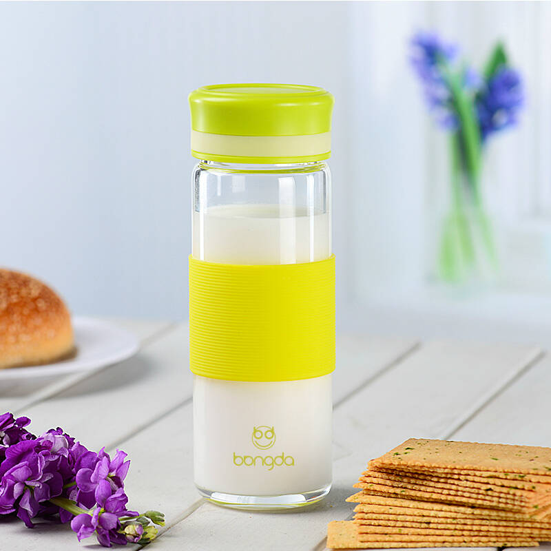 邦达(bangda)双层耐热办公玻璃杯情侣男女水杯 车载透明水杯情人节