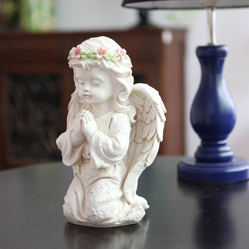 homix 头戴花环祈愿天使装饰摆件 京东自营