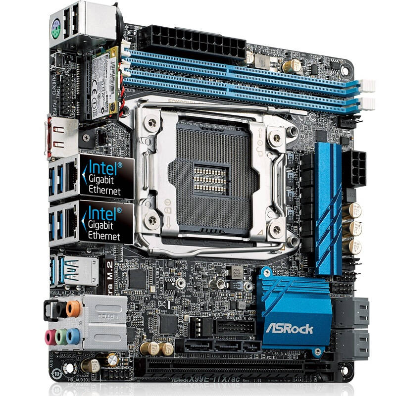 华擎(asrock)x99e-itx/ac主板( intel x99/lga 2011-3 )