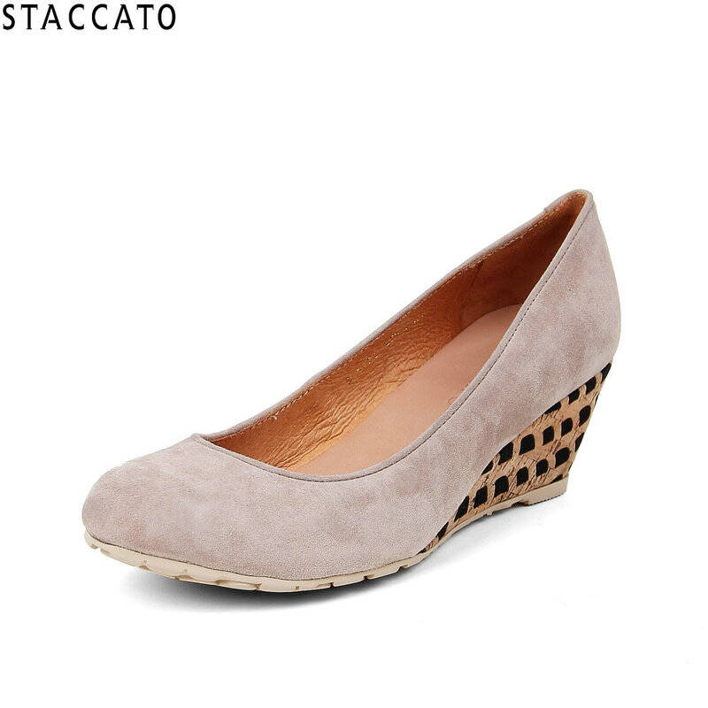 staccato/思加图2015春季专柜同款浅灰色羊皮女单鞋er9