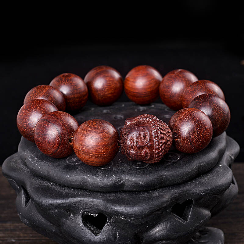 印度小叶紫檀顺纹老料 四面佛手链 观音头/男款