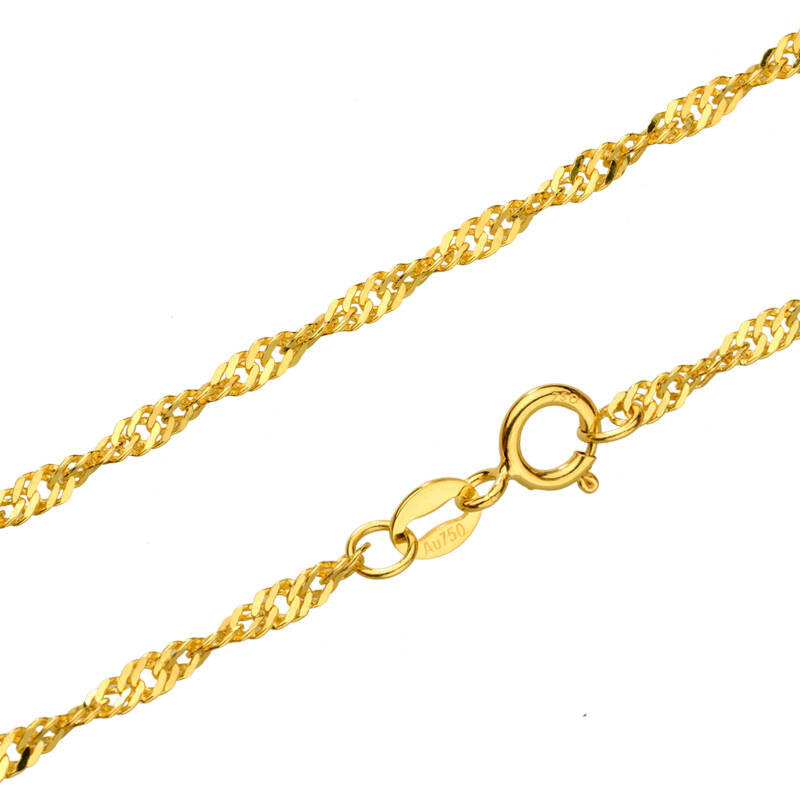 女款 纯18k金水波纹经典款黄金项链白金项链彩金项链 黄金色 40cm粗款