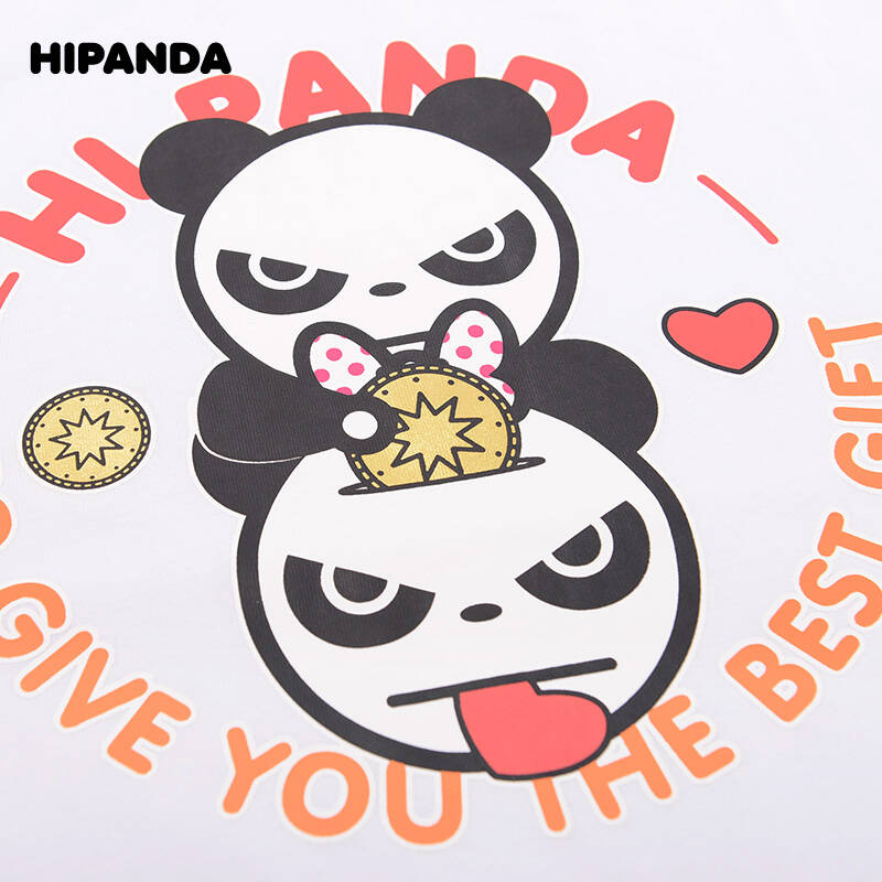 hipanda 你好熊猫 设计潮牌 情侣女款储钱罐短袖t恤 白色 女170/xl