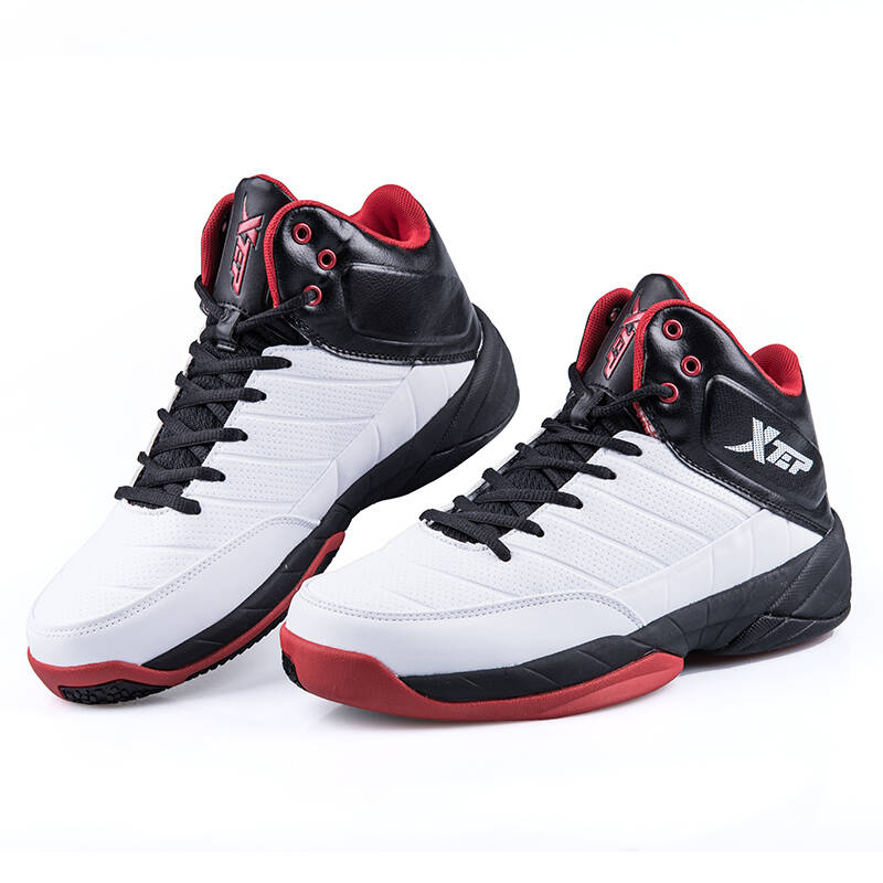 特步男鞋高帮篮球鞋 男款运动鞋2016春季新款时尚战靴 9971 白黑红 40
